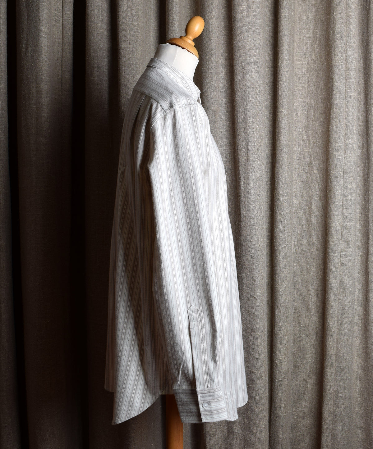 Beige Marl Stripe Grandad Shirt - Collarless (SH2122)