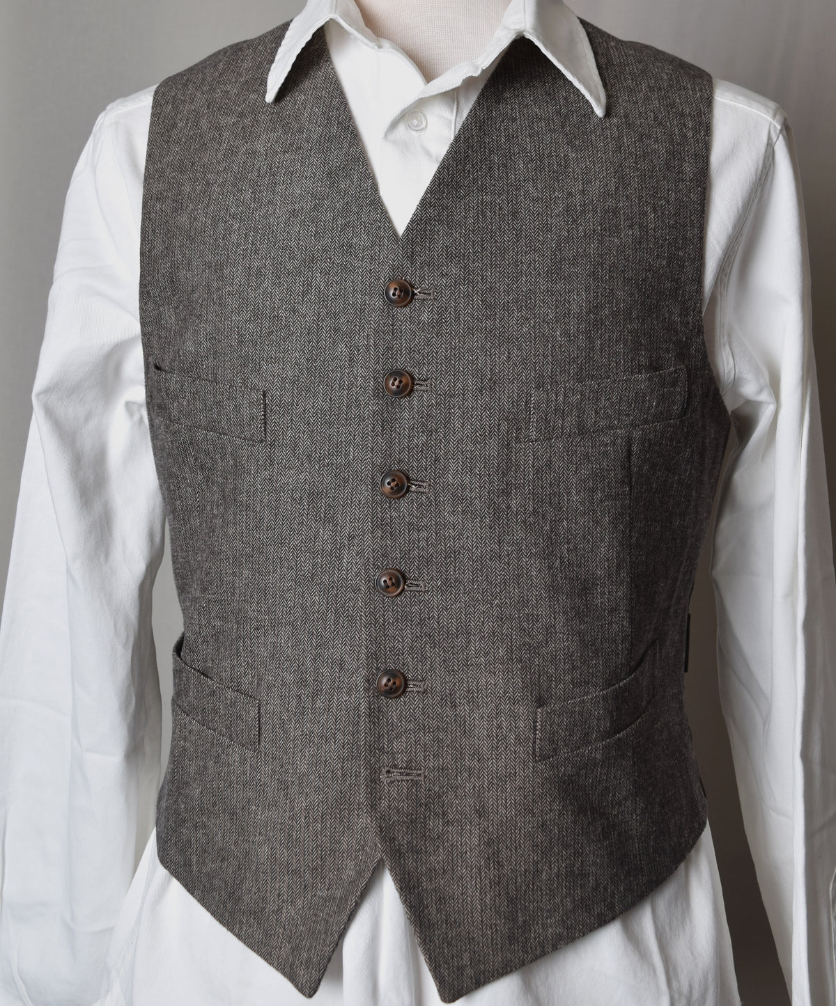 Brown Brushed Cotton Herringbone Classic Waistcoat (WC400-C)