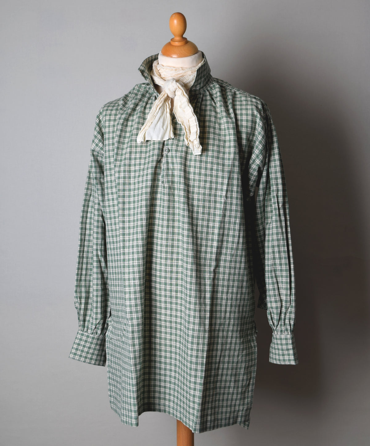 Green Check Linen Cotton C18th Sailor's Shirt (SH120CB)
