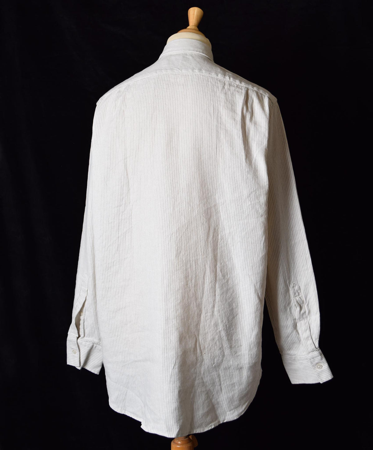 Linen / Cotton Stripe Grandad Work Shirt - Collar Attached (SH2210NP)