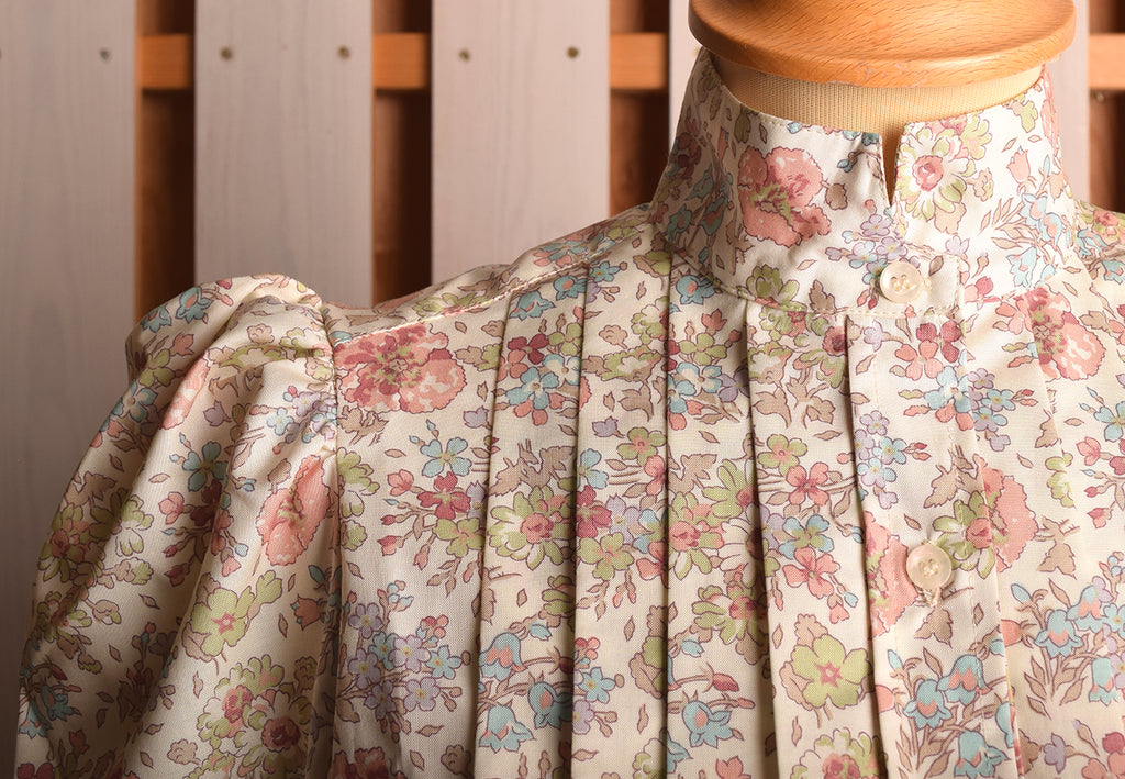 Liberty Print Fabric Ladies Victorian Blouse (BL002) - Silk Floral Gardens