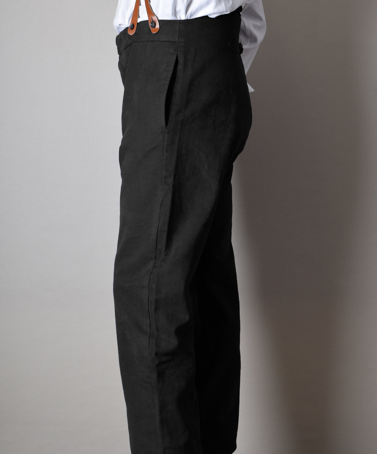 Black Washed Cotton Drill Fishtail Back Work Trousers (TR101)