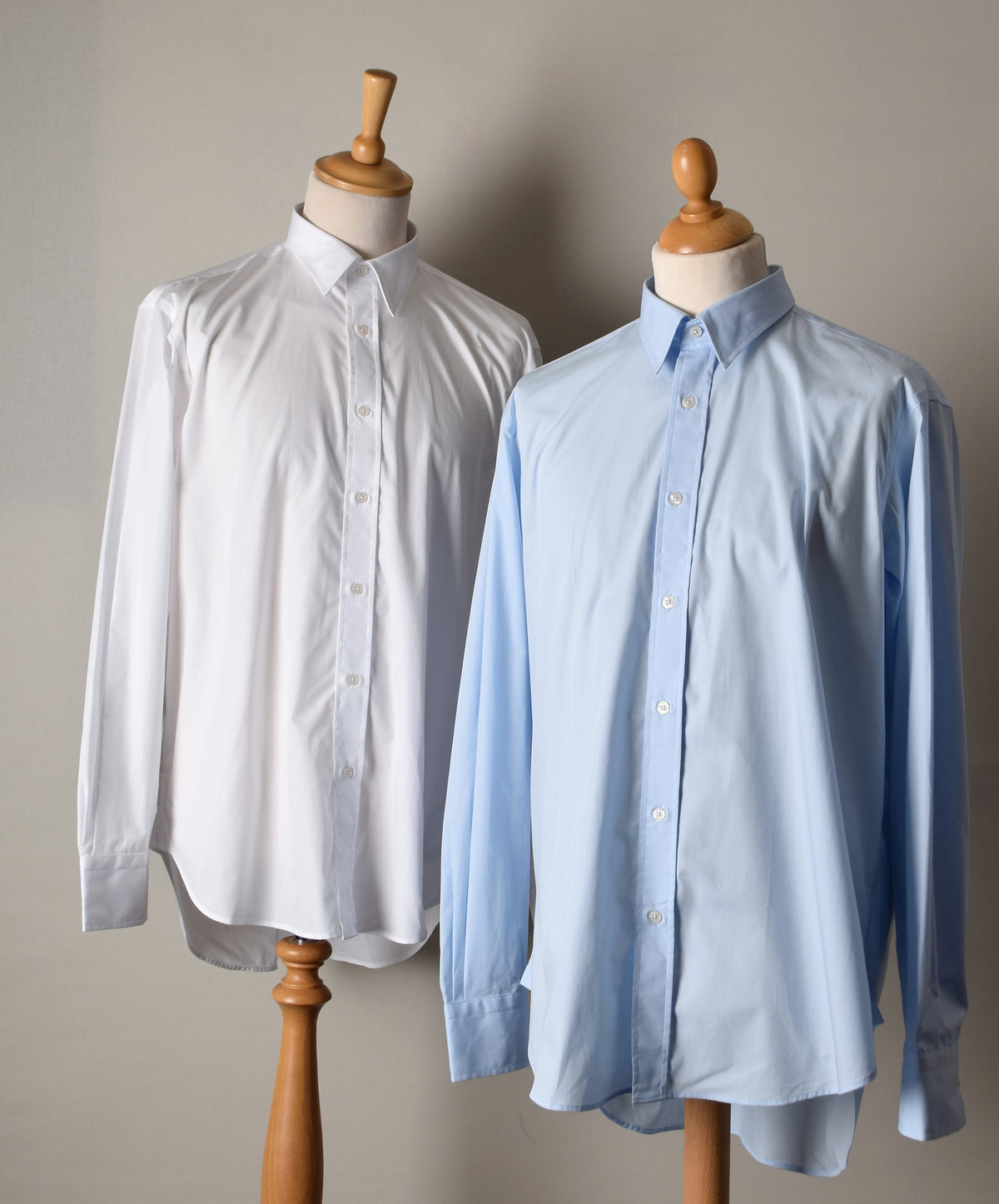 1950's Cotton Poplin Shirt (SH1950) - White and Sky Blue