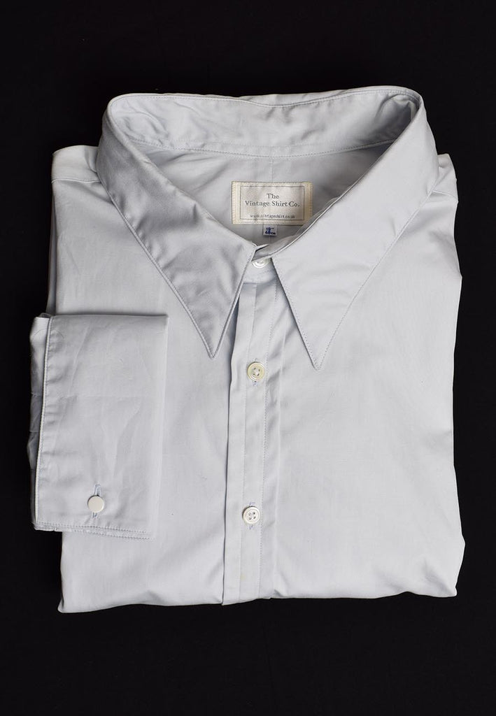 Reduced Plain Coloured Spearpoint Collar Shirt - Light Blue | Early C20th (SH190LBRS) - Double Cuff