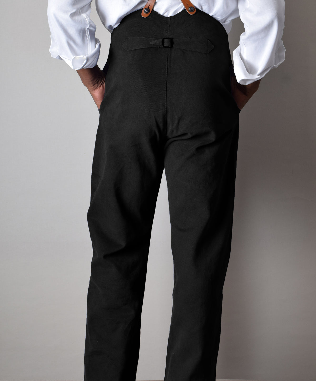 Black Washed Cotton Drill Fishtail Back Work Trousers (TR101)