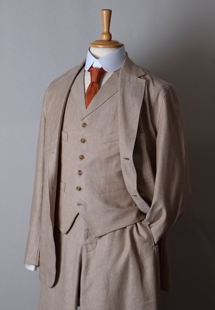 Cotton / Linen Blend Biscuit Coloured Waistcoat (WC450)