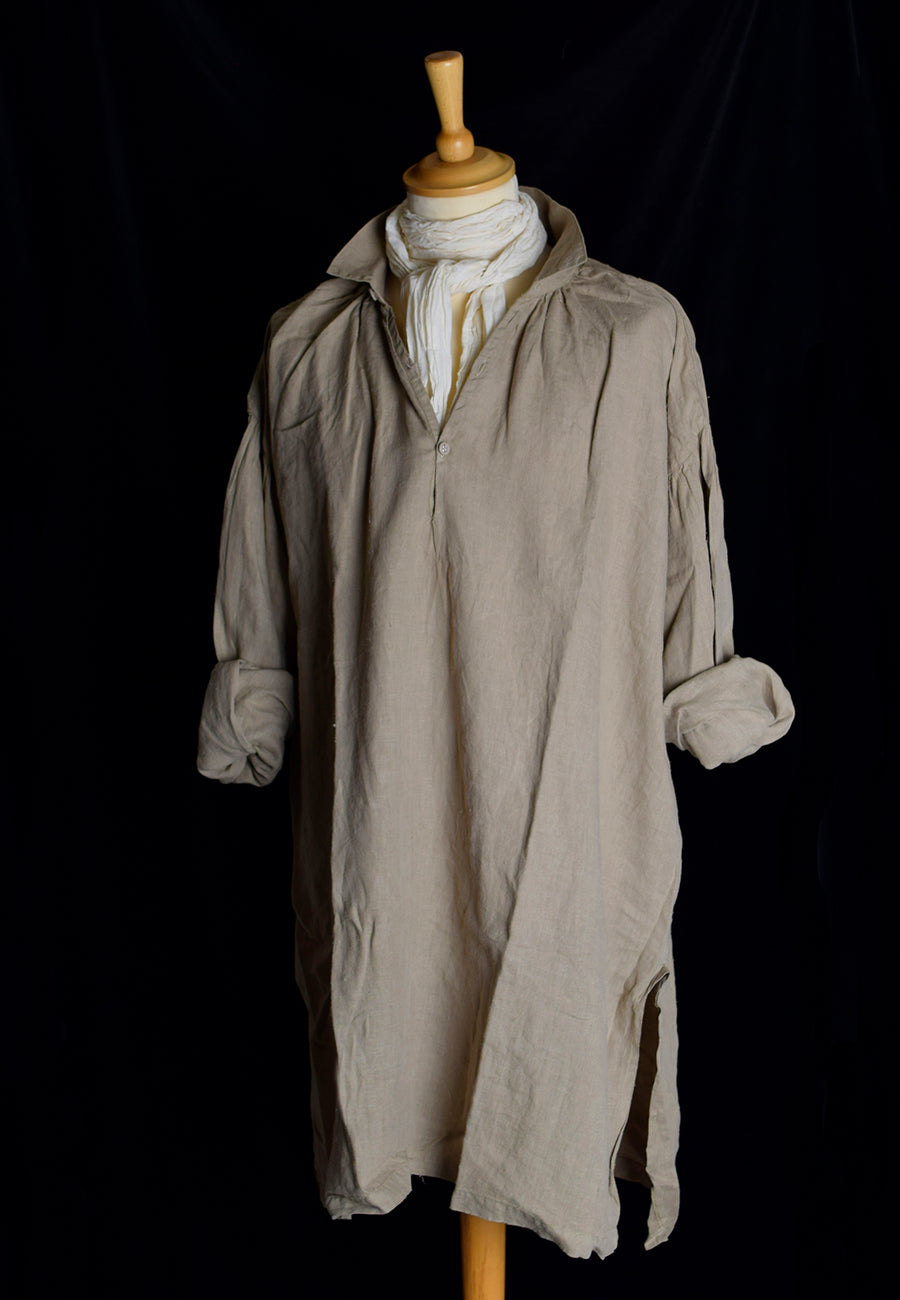 Broken Down C18th Linen Shirt (SH120B) | Dark Stone| Darcy Clothing