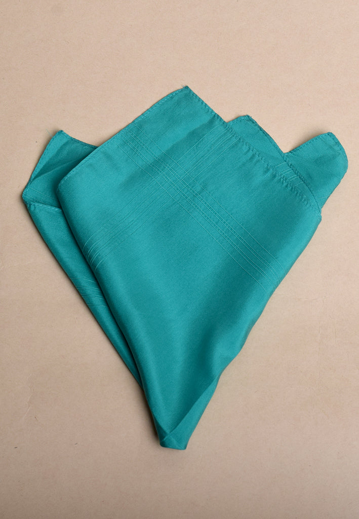 Plain Silk Handkerchiefs (HA98) - Green Teal with detail