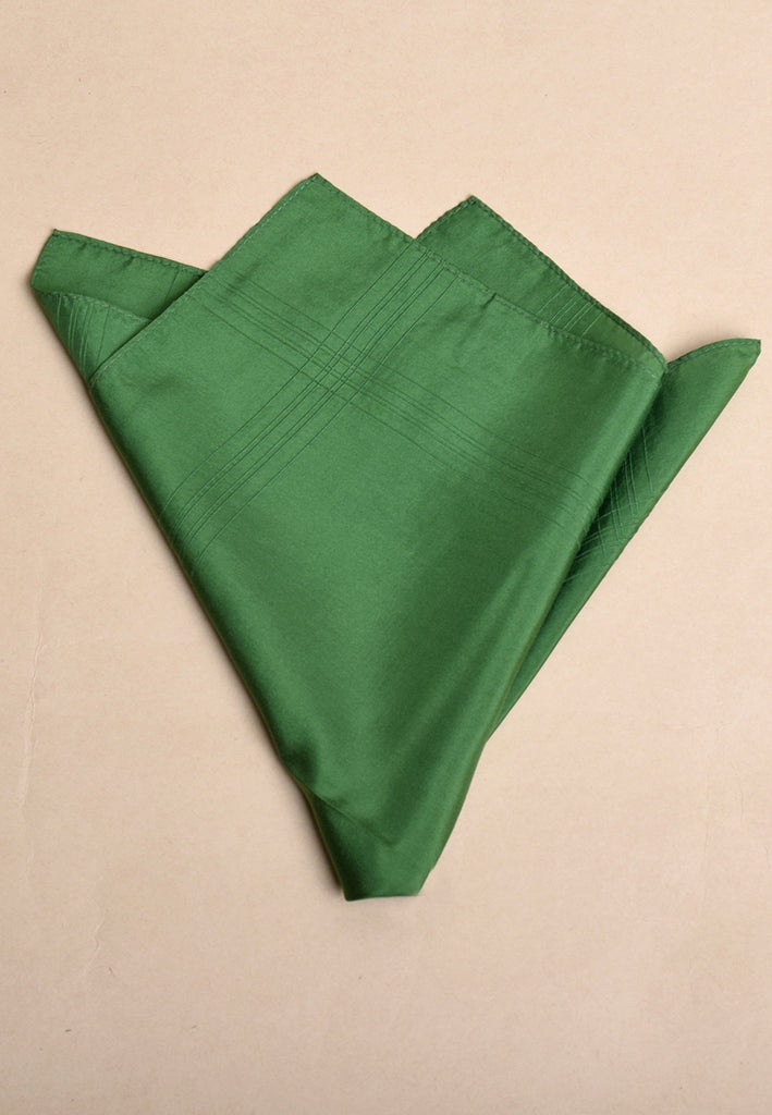 Plain Silk Handkerchiefs (HA98) - Green with detail