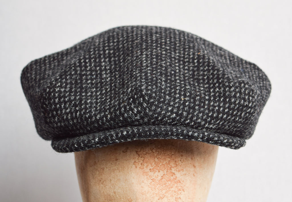 1930's Tweed Cap (HA139) - Black / Grey Birdseye