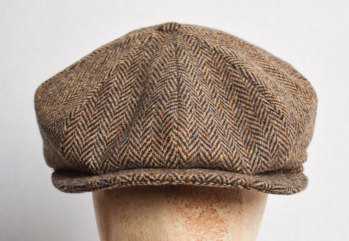 Standard Eight Piece Cap (HA137) - Brown / Black Small Herringbone