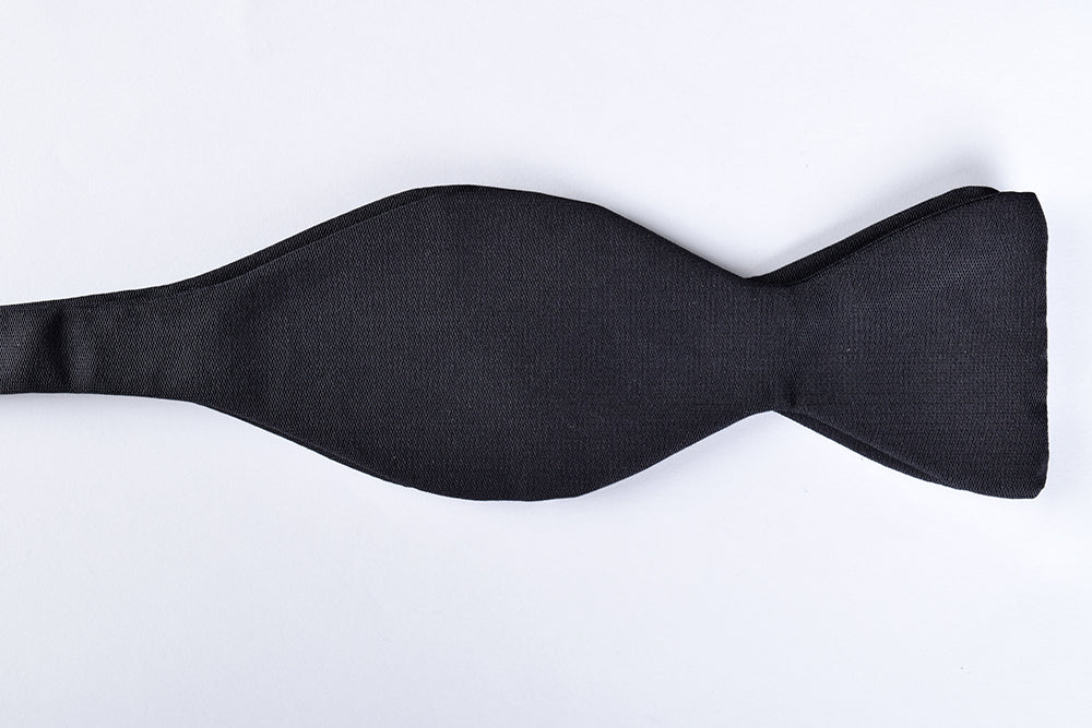 Narrow Black Silk Bow Ties - Self Tie (CR532)