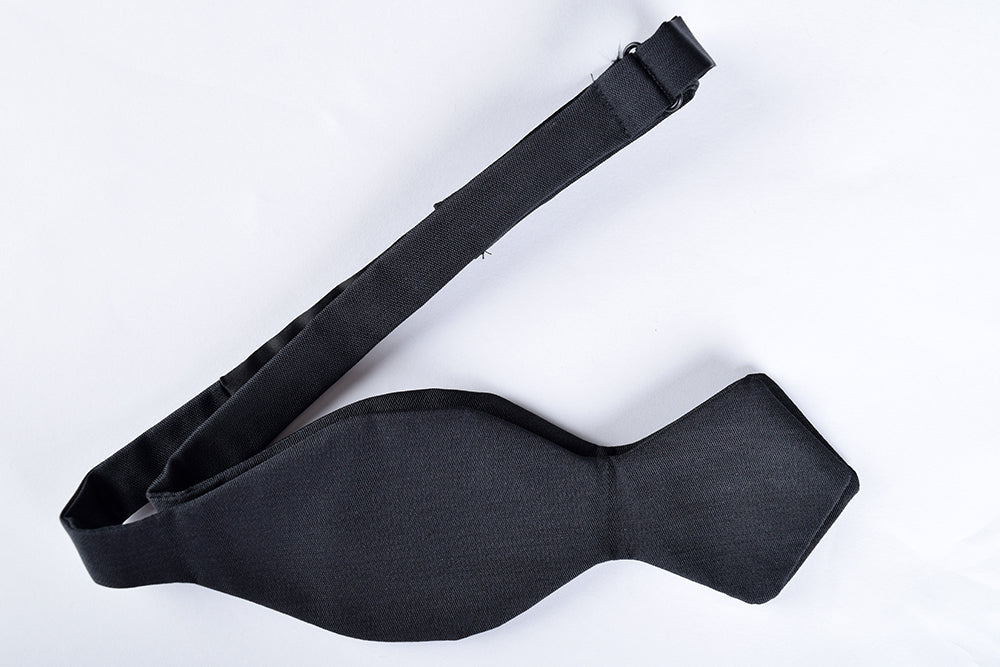 Black Silk Pointed End Bow Tie - Self Tie (CR545BS)