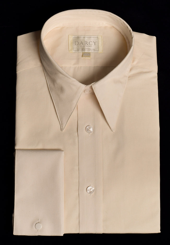 Plain Coloured Spearpoint Collar Shirt | Early C20th (SH190P) - Double - Extra Long Sleeve - Dark Ivory