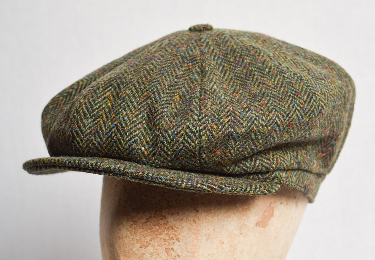 Standard Eight Piece Cap (HA137) - Green Small Herringbone