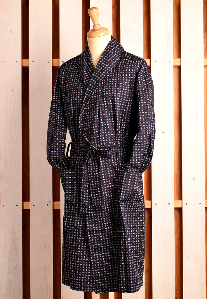 Men's Traditional Cotton Dressing Gown (NW440) - Navy