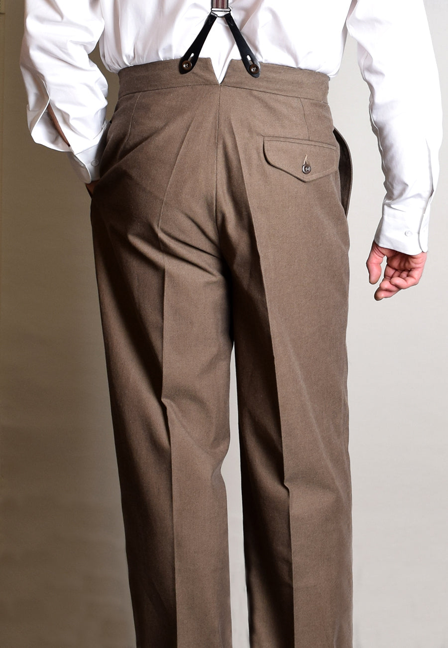 Pleated Front Trousers (TR1920) - Hazel Herringbone - Back