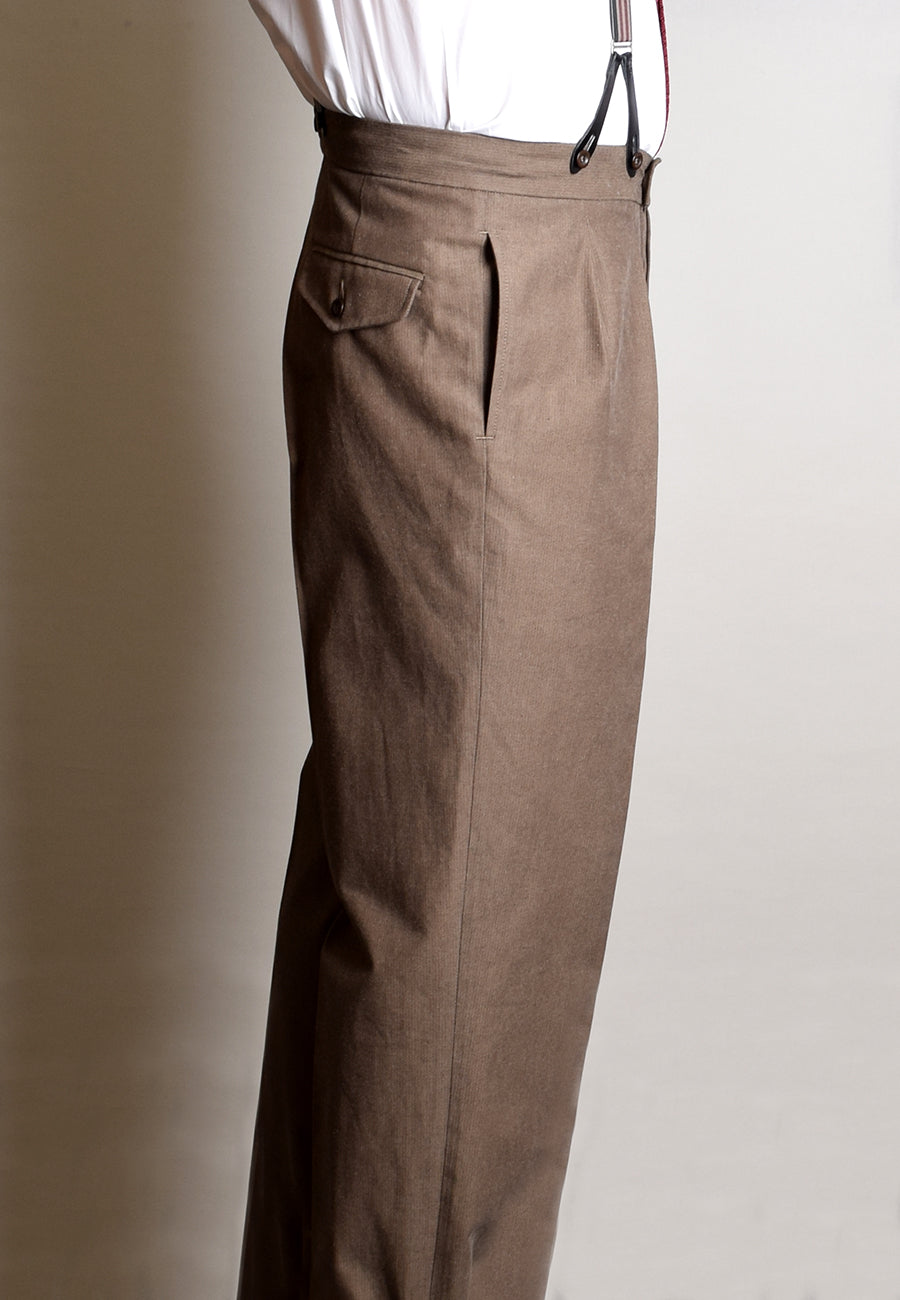 Pleated Front Trousers (TR1920) - Hazel Herringbone - Side