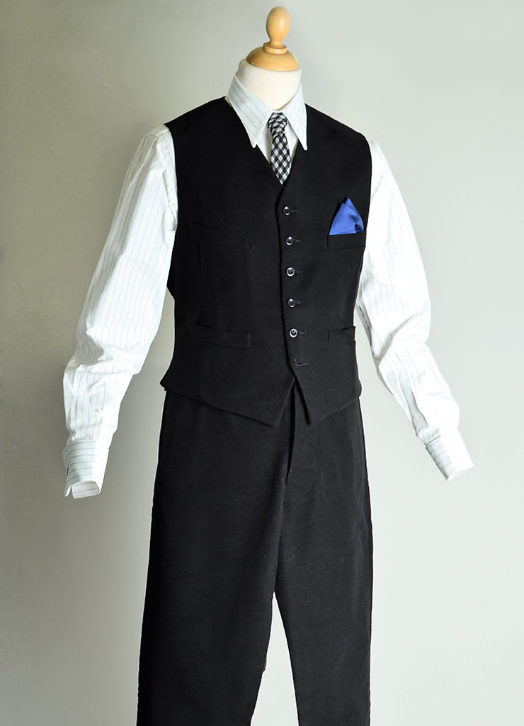 Cotton Moleskin High Waist Trousers (TR700) - Black Moleskin