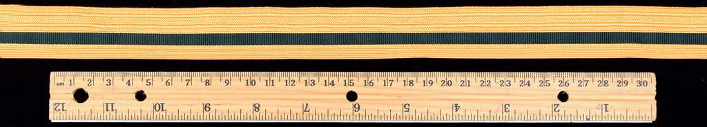 Gold Coloured Ribbed Braid with green Stripe (BDGS022)