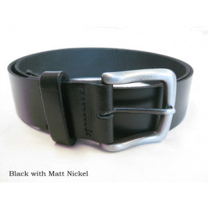Leather Belts (BR800) - Black with Matt Nickel