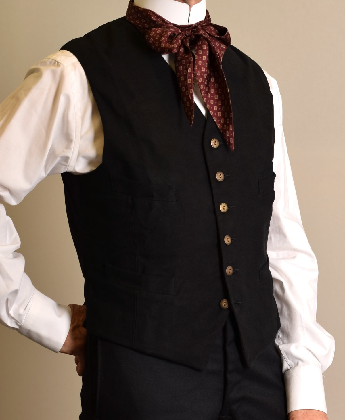 Cotton Moleskin Waistcoats (WC700) - Black