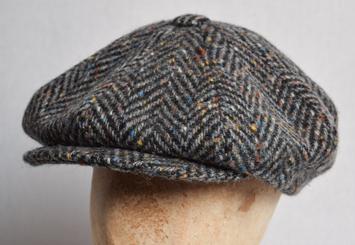 Large Eight Piece Cap (HA138) - Bold Grey Herringbone