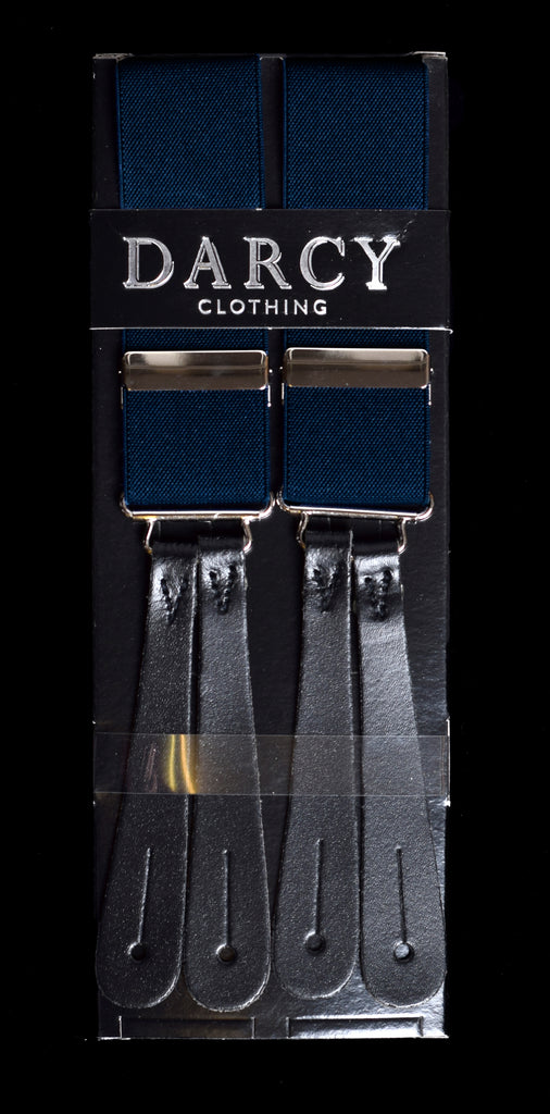 Plain Coloured Button-on Braces (BR700) - Navy