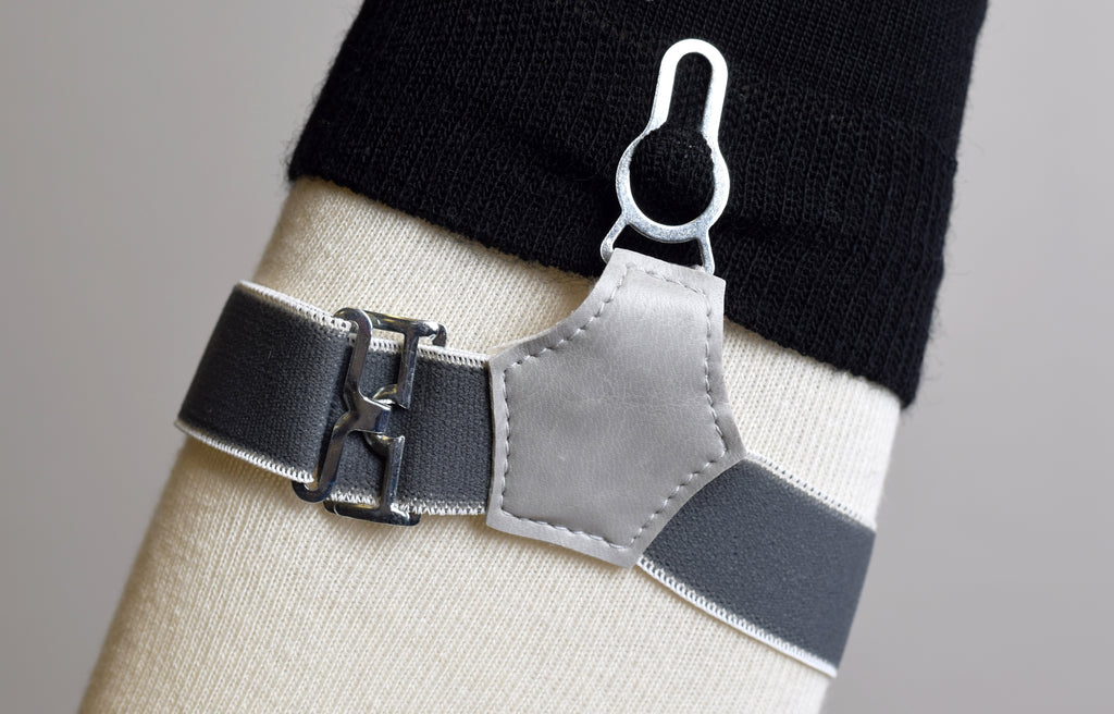 Sock Suspenders (BR701) - Grey/White Border