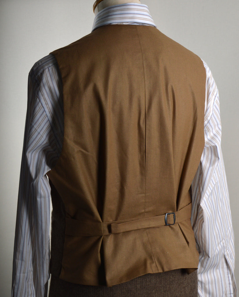 Brown Brushed Cotton Herringbone Waistcoat (WC400)
