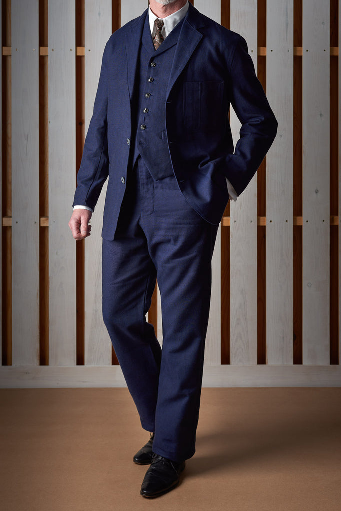 Cotton/Linen Blend Navy Blue Suit (GR460)