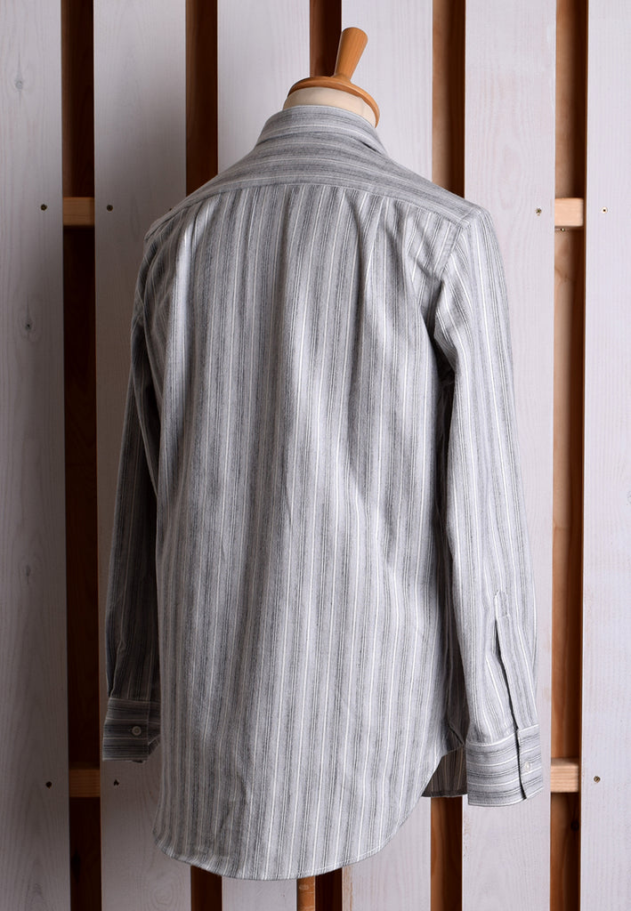 Grey Marl Stripe Grandad Shirt - Collar Attached