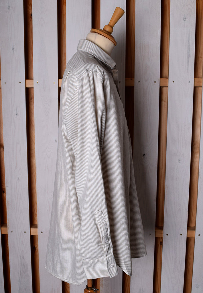 Linen / Cotton Stripe Grandad Work Shirt - Collar Attached or Collarless (SH2210)