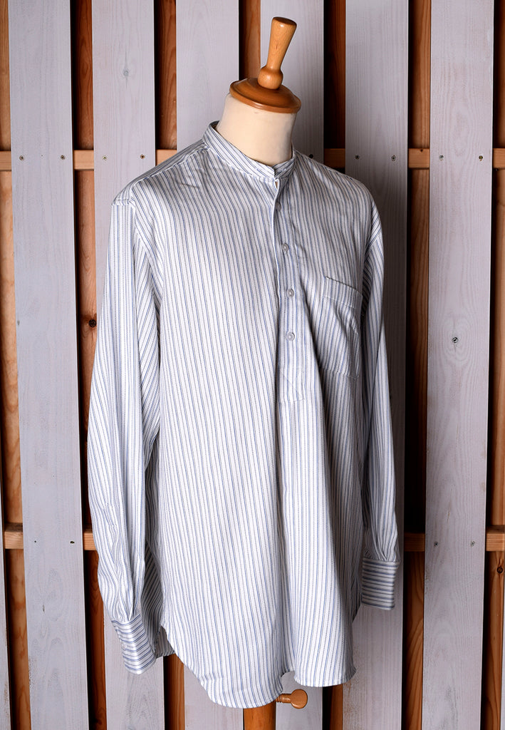 Neckband or Collarless Blue/Black Striped Workshirt (SH220NBB)