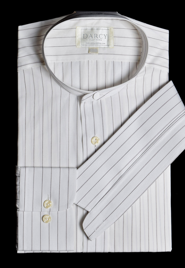 Replica Striped Fabric Neckband Tunic Shirt with Separate Collar (SH185) - Colour 64 - Narrow Ticking Stripe