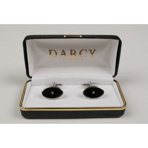 Art Deco Style Cuff Links (ST910) - Black / Diamante