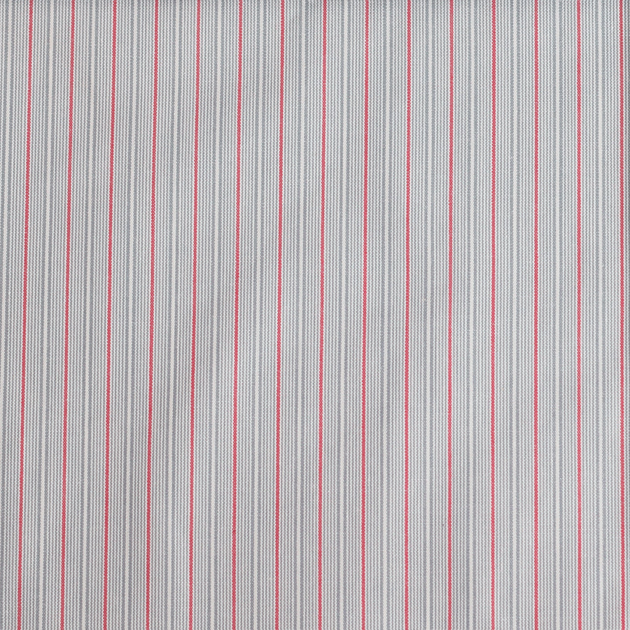 Grey / Red Stripe Cotton Poplin Fabric (FD076)