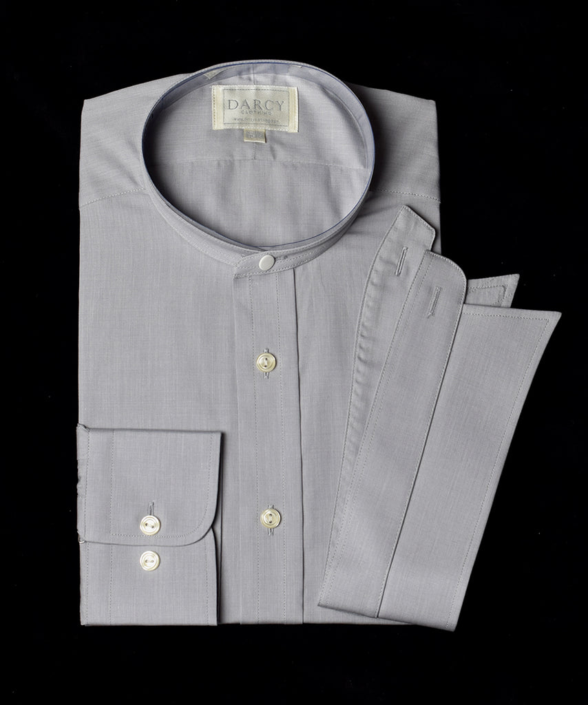 Plain Colour Neckband Tunic Shirt (SH186) - Pale Grey