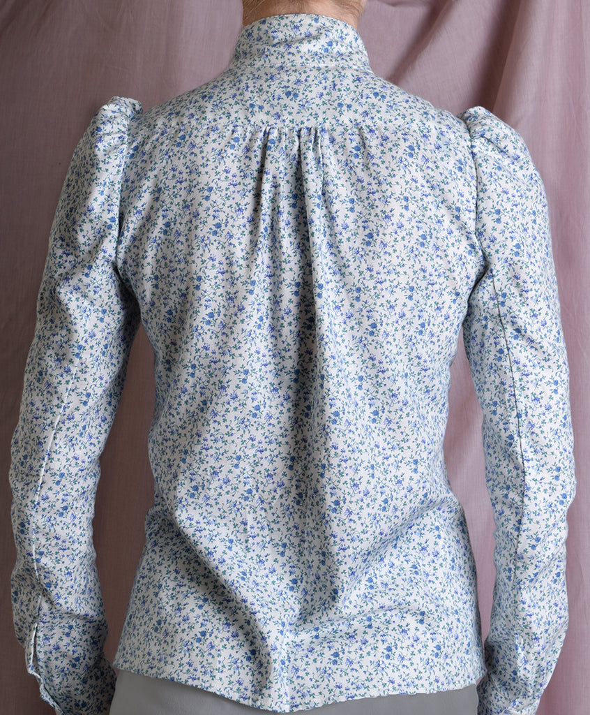 Liberty Print Fabric Ladies Victorian Blouse (BL002) - Blue Jubilee Floral