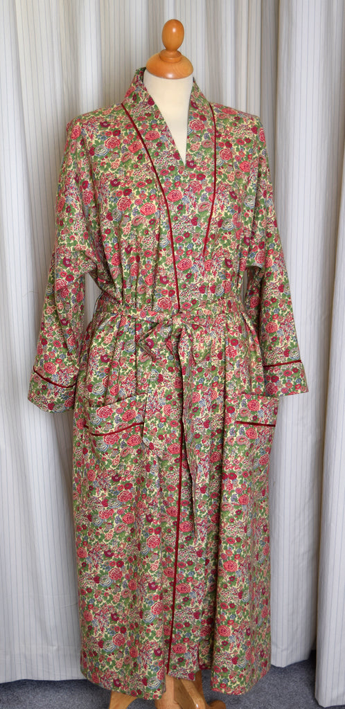 Vintage Liberty Print Ladies Dressing Gown (NW520) - Red / Green Elysian