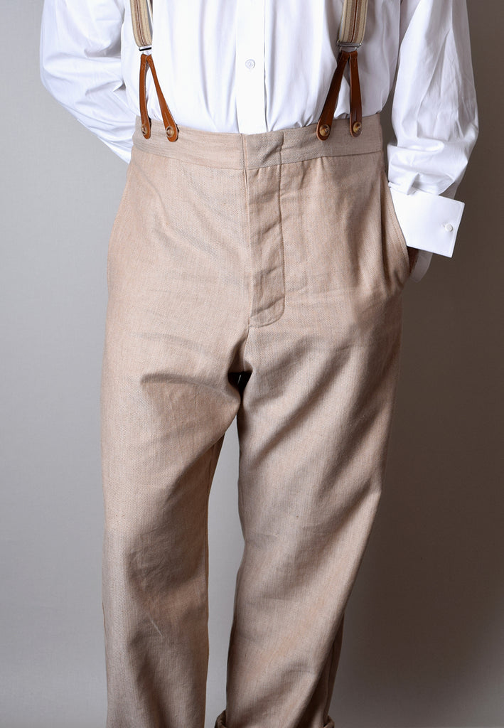Cotton/Linen Blend Biscuit Coloured Trousers (TR450)