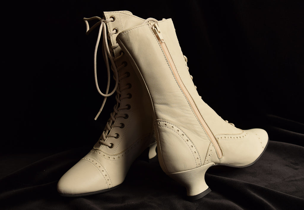 Victorian Side Zip Stone Leather Boots (SP1910ZS)
