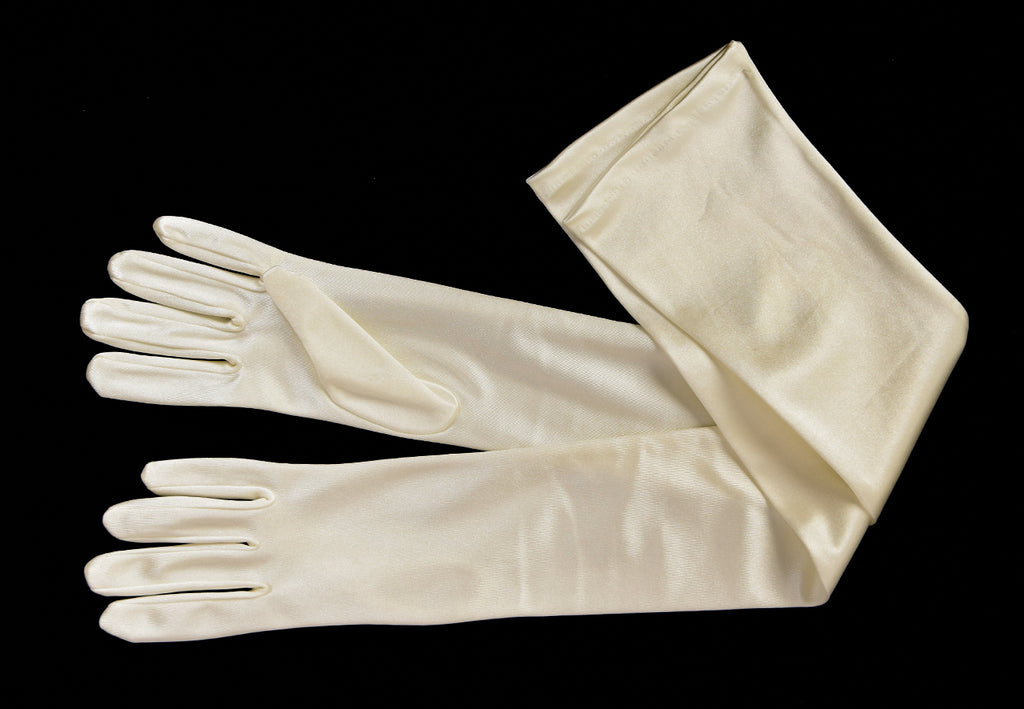 Full Length Satin Evening Gloves (GL652) - Ivory