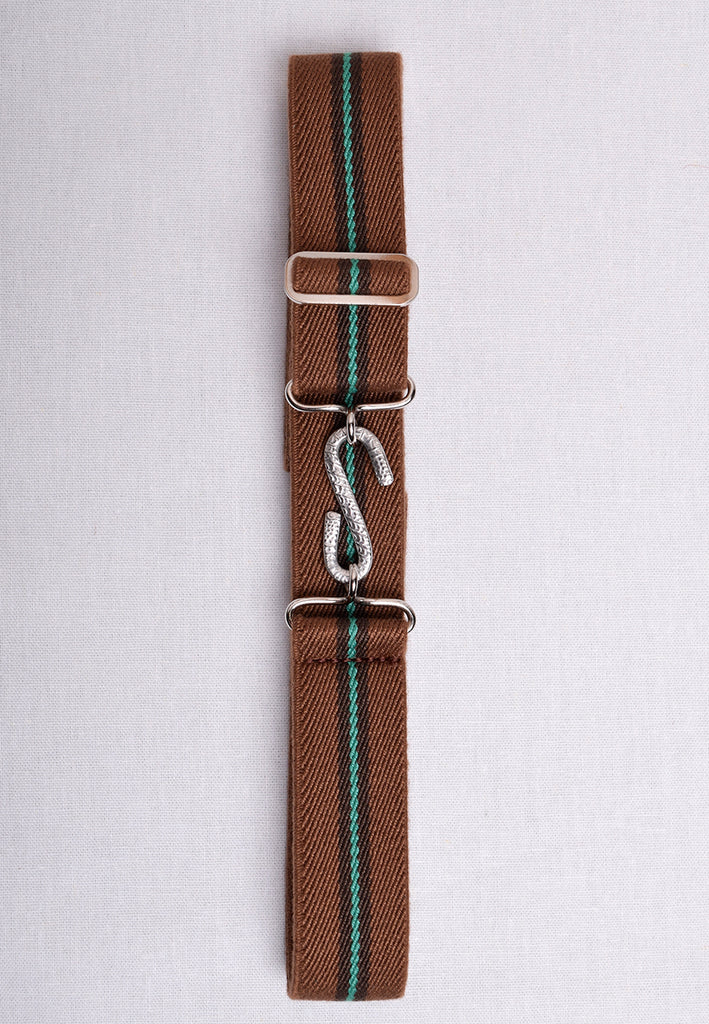 Elasticated Snake Belts (BR750) - Brown Green Stripe