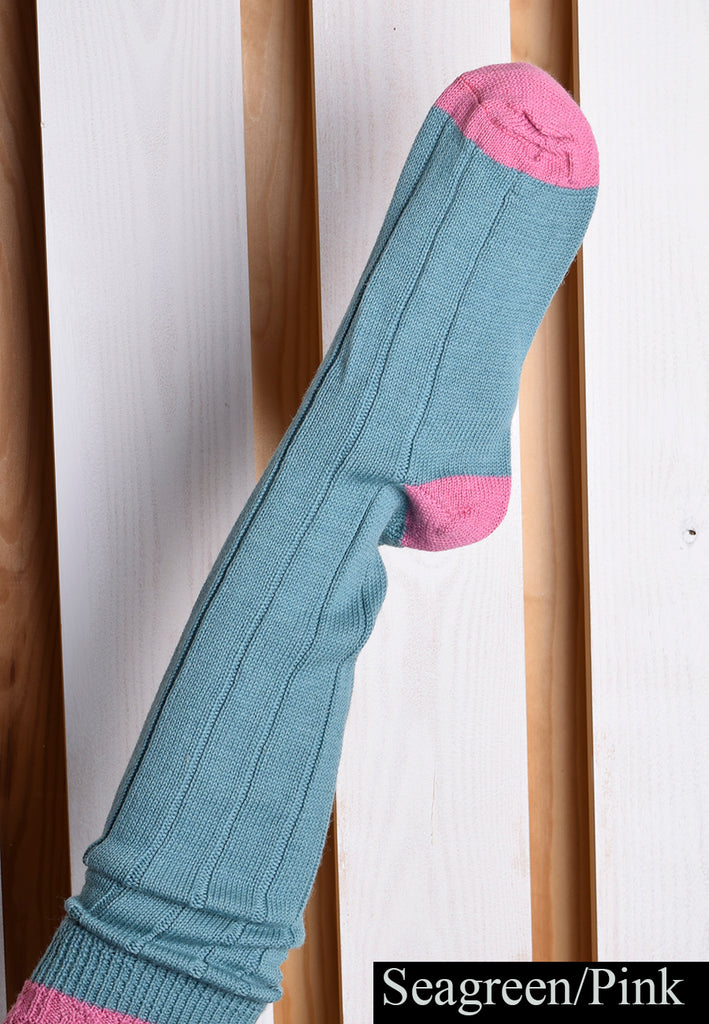Wool Shooting Socks (SO121) - Seagreen/Pink