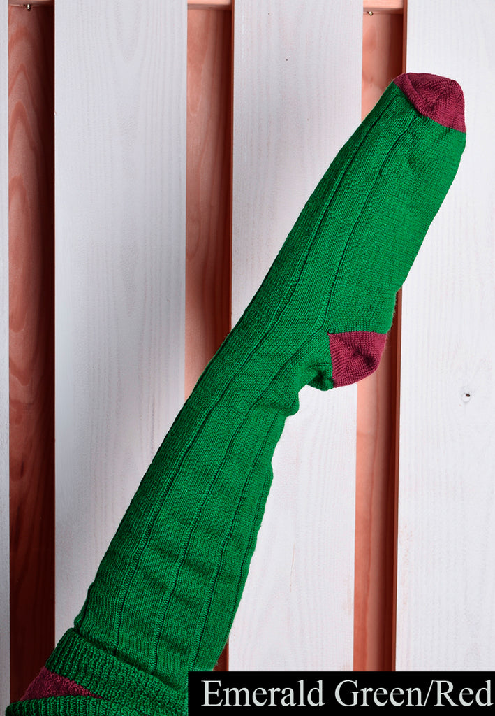 Wool Shooting Socks (SO121) - Emerald Green/Red