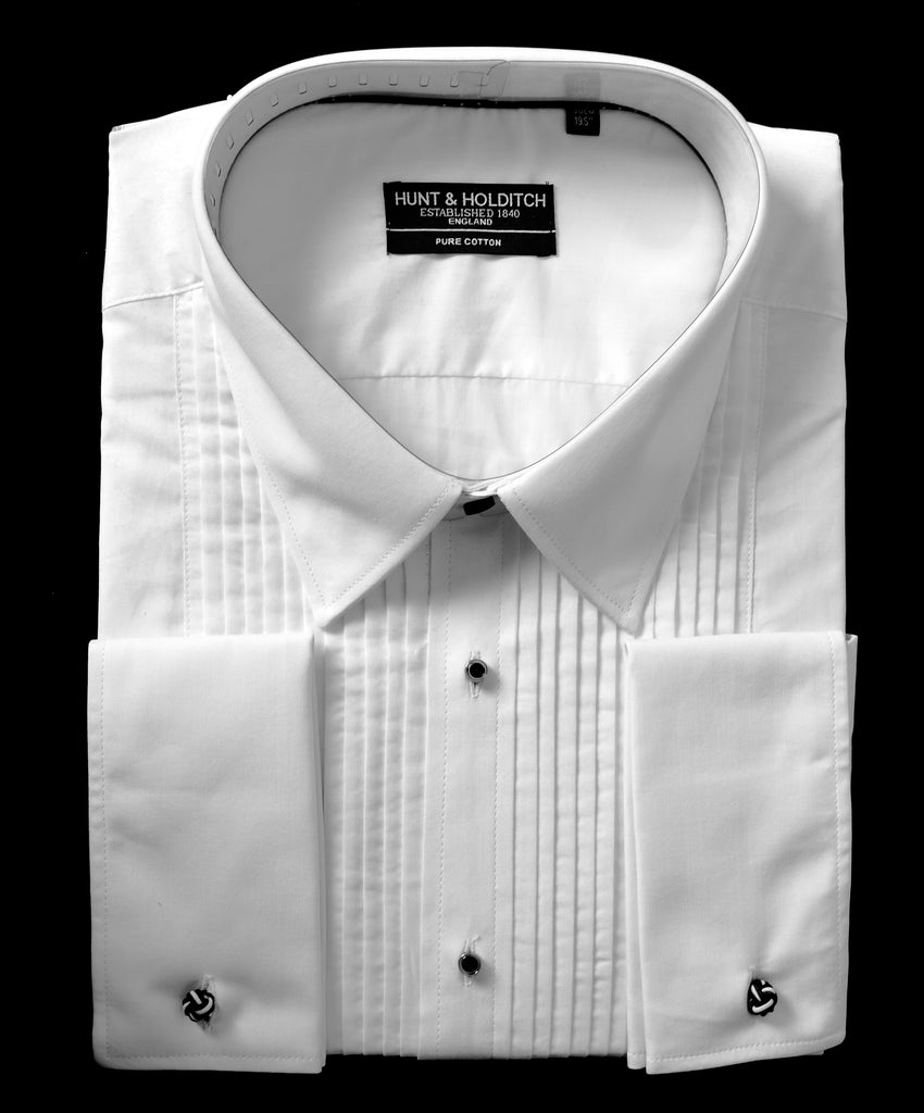 Wide Pleated Front Untailored Evening Shirt - Turndown Collar (SH255)