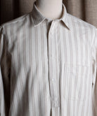 Beige Marl Stripe Grandad Shirt - Collar Attached (SH2122)