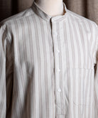 Beige Marl Stripe Grandad Shirt - Collarless (SH2122)