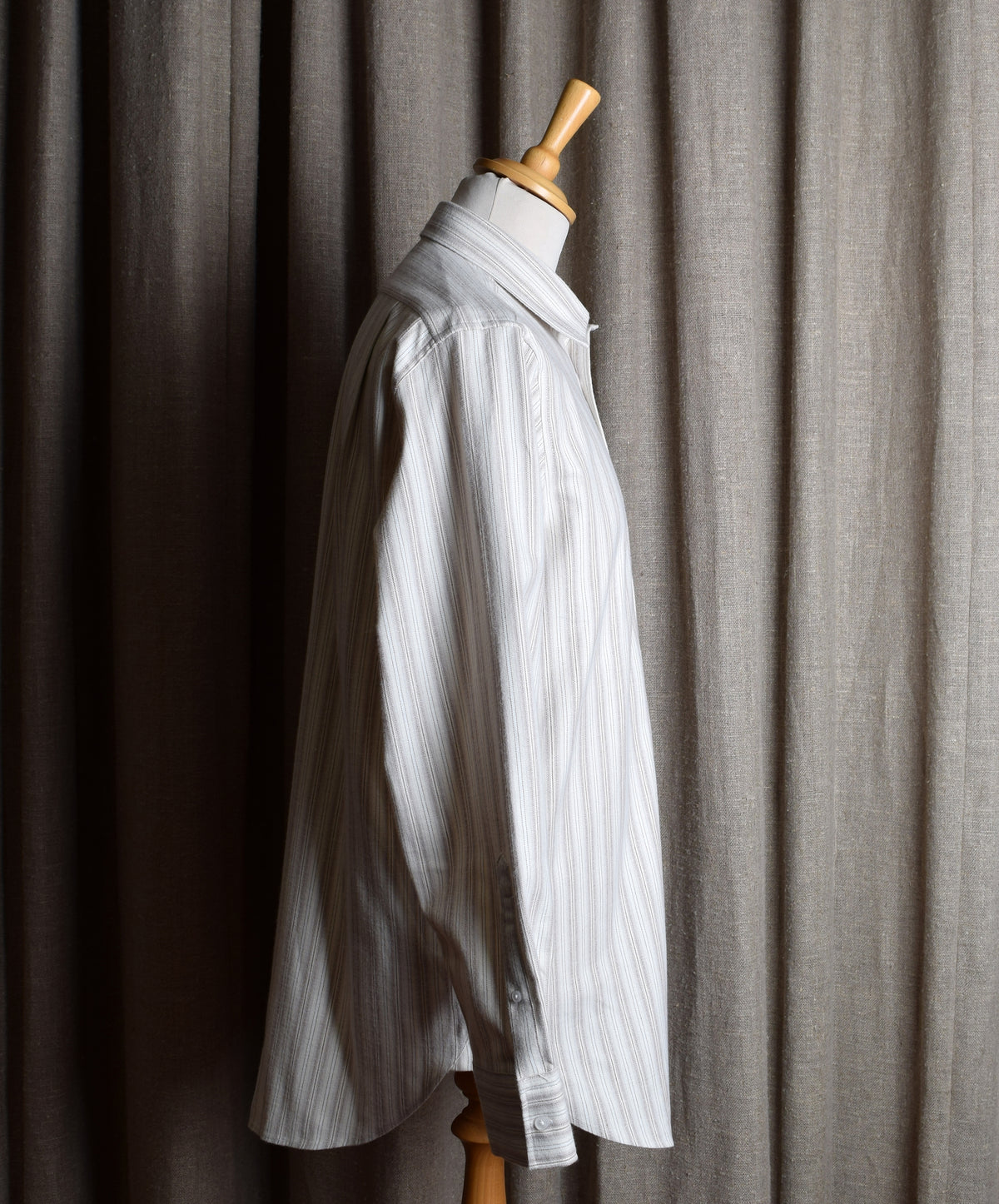 Beige Marl Stripe Grandad Shirt - Collar Attached (SH2122)